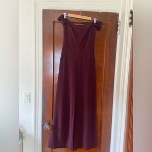Express Off the Shoulder Jumpsuit Plum XS